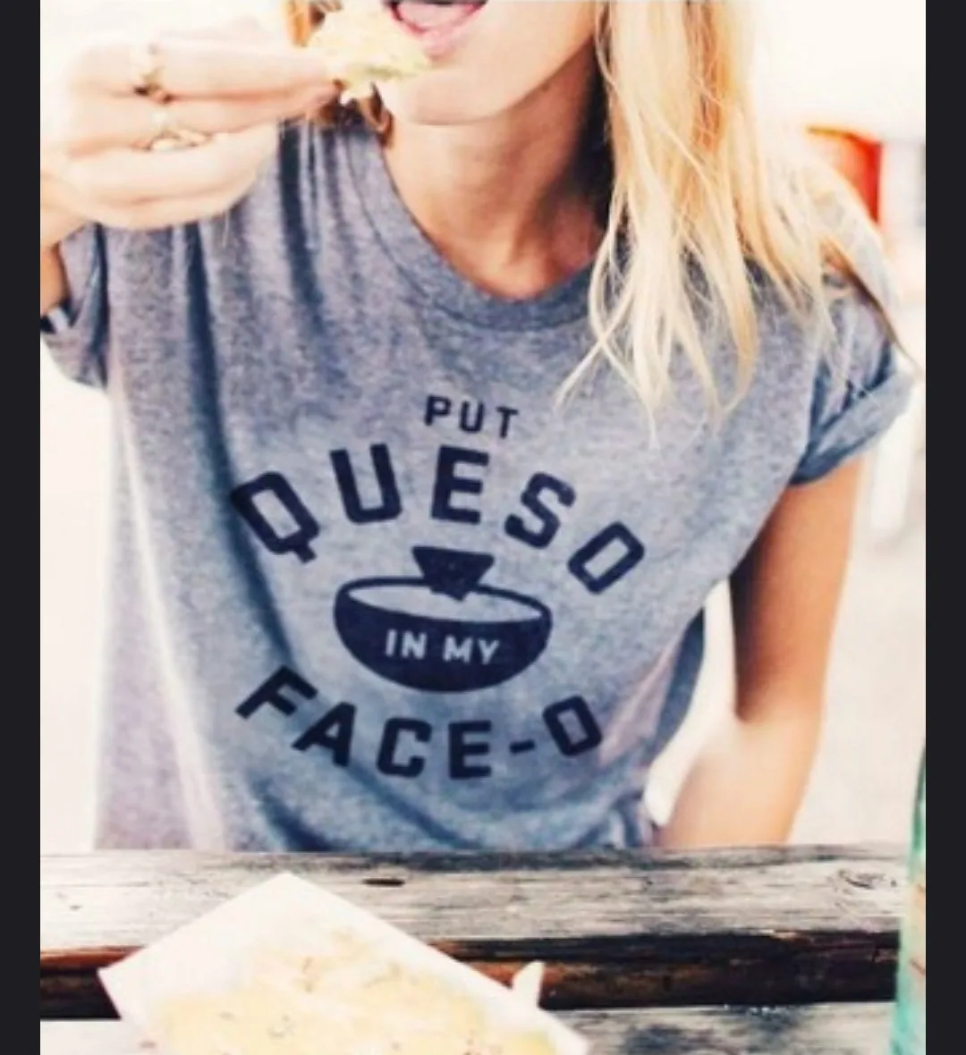 Put Queso In My Face-O Funny t Shirts Summer Short Sleeved Plus Size Loose Cotton Tops Women Salsa Con Queso Food Lover T shirts