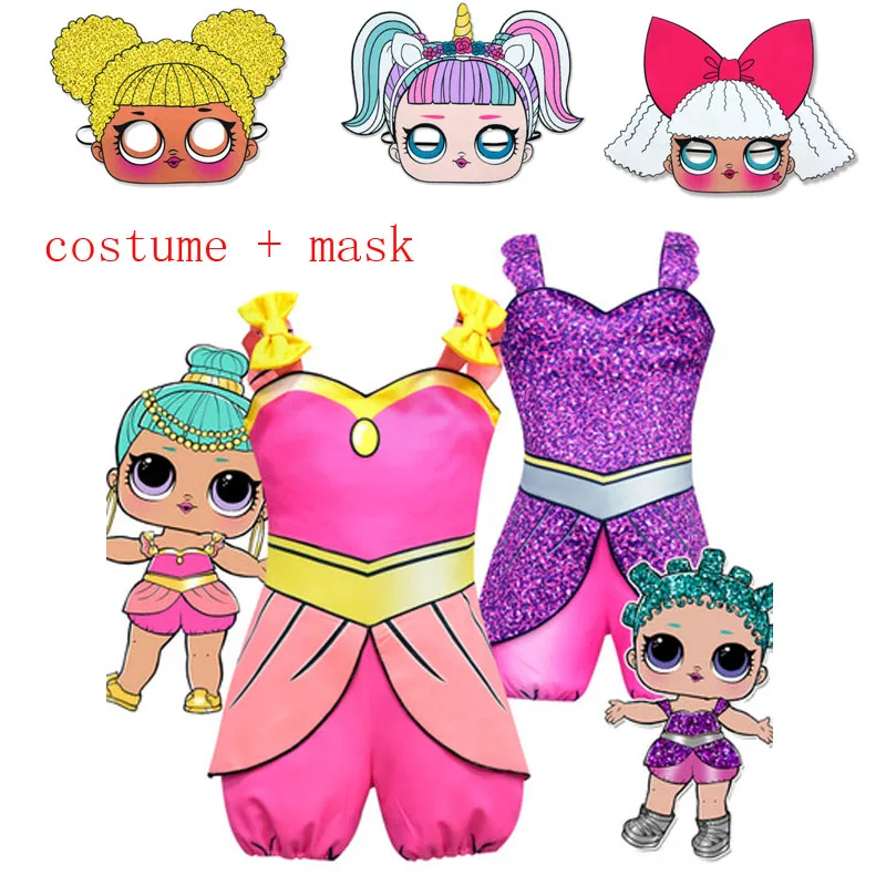 

New Girls LOL Costumes with Masks for Kids Birthday Party Halloween Christmas Cosplay Gifts Dress Up Lol Dolls Clothing Clothes