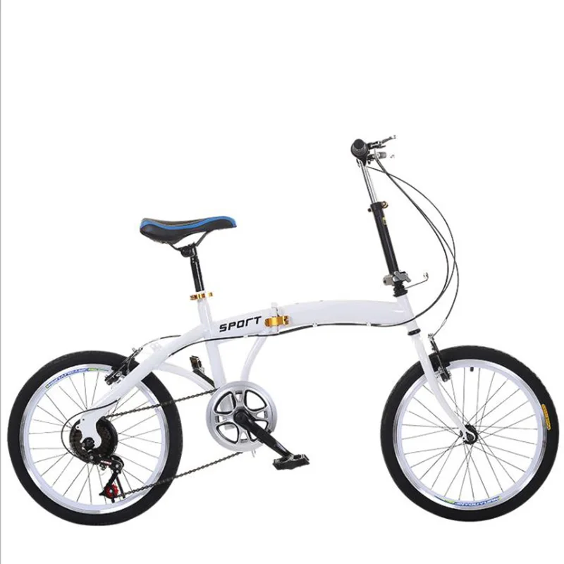 Top 20-Inch Folding Bicycle with Variable Speed Adult White Bicycle 0