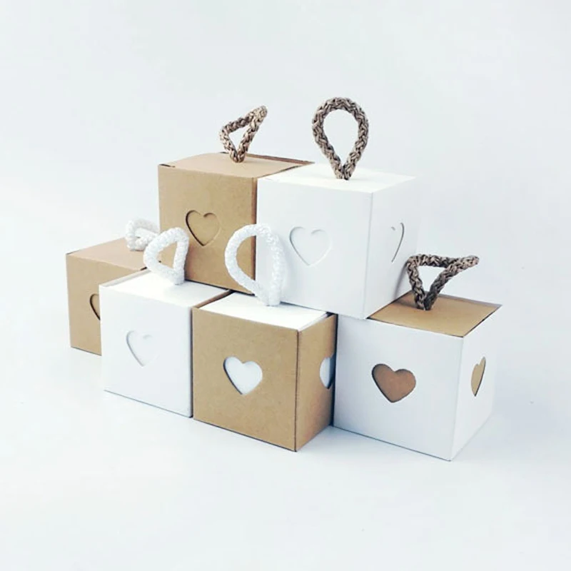 50 шт. Подарочная коробка для конфет, упаковка из крафт-бумаги, подарочные коробки для свадебных церемоний в форме сердца, Подарочная коробка для свадебных тортов, Экологичная крафт-упаковка
