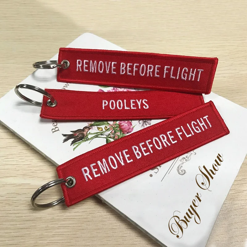 Remove Before Flight Masculino Berloques chaviro OEM Брелоки для ключей темно-синего цвета с вышивкой брелоки украшения на авиационную тематику 3 шт./лот