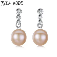 Newest Fashion Jewelry Design 925 Silver Jewelry Freshwater 8-8.5mm Natural Pearl Stud Earrings for Women White Pink Purple