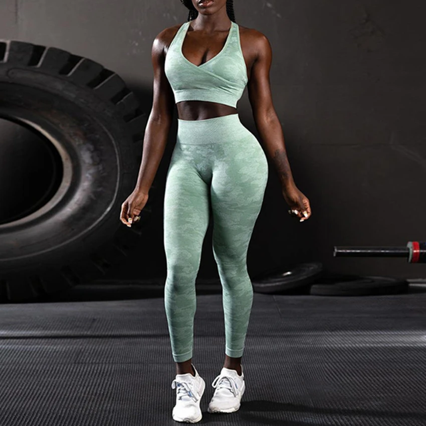 

camo nebbia seamless 2 piece sport suit women bra and leggings sexy fitness yoga tights workout set high waist gym clothing