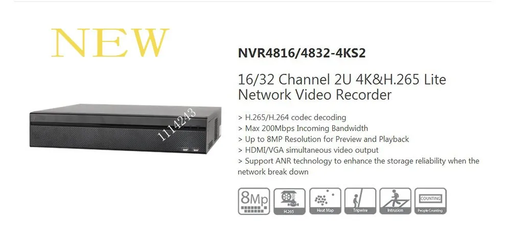 DAHUA 16 32 Channel 2U 4K H 265 Lite Network Video Recorder Without Logo NVR4816 4KS2