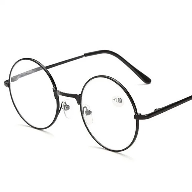 Iboode очки для чтения унисекс для женщин и мужчин металлический оптический Ретро Пресбиопия зеркальная круглая оправа очки винтажные очки для глаз - Цвет оправы: Black