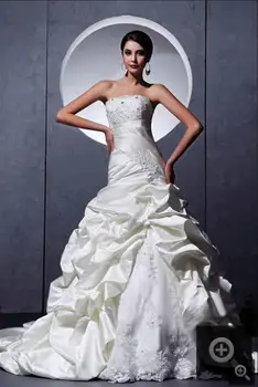 

winter dress mermaid crystals real picture wedding dresses chapel train modest pick-ups bridal gowns hot sale