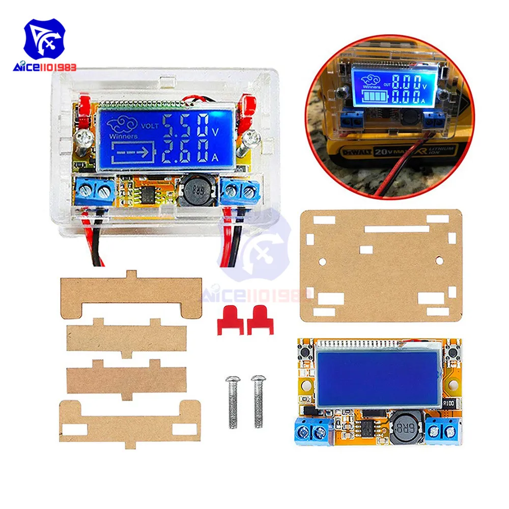 DC-DC 5-23 В до 0-16,5 в 3 А Регулируемый понижающий модуль питания напряжение тока ЖК-дисплей понижающий регулятор+ чехол