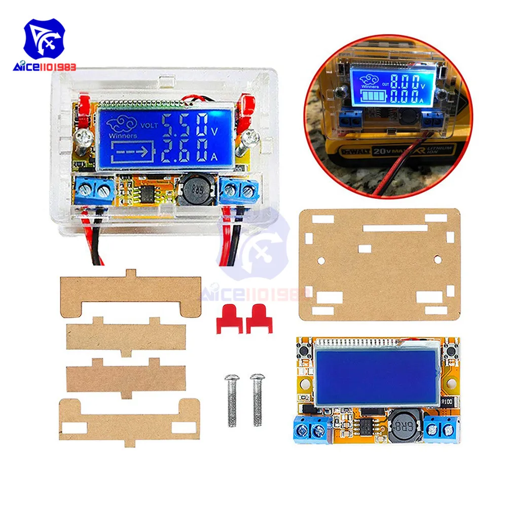 

DC-DC 5-23V to 0-16.5V 3A Adjustable Step Down Power Supply Module Voltage Current LCD Display Step Down Buck Regulator + Case