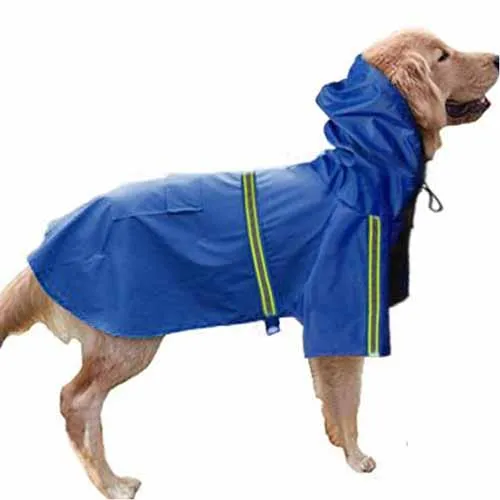 Angoter Pet Dog Waterproof Raincoat Adjustable Pet Dog Jumpsuit Raincoat Jacket with Reflective Strips
