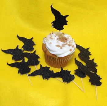 

Cool Witch halloween cupcake toppers cupcake toppers Food Picks toothpicks wedding party bridal shower party decorations