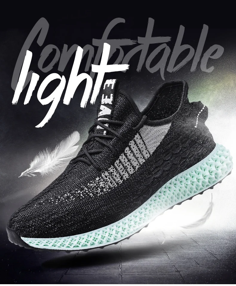 2019 Дизайн Новый 4D печать Flyknit мужские кроссовки дышащие на шнуровке уличные спортивные кроссовки для мужчин удобная мужская обувь