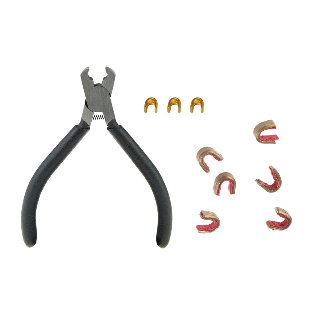 Archery Buckle Pliers + 9Pcs Bowstring Nocks Set Buckle Clips Nocking Point Outdoor Sports Bow String Nock Set Nocking Pliers