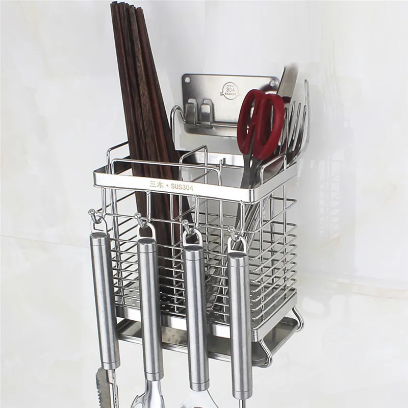 Stainless Steel Wall Mounted Kitchen Racks Chopsticks Cage Tube Storage Box Drain Rack Kitchen Utensils Cutlery Drainer Holder Stainless Steel Wall Mounted Kitchen Racks Chopsticks Cage Tube Storage Box Drain Rack Kitchen Utensils Cutlery Drainer Holder