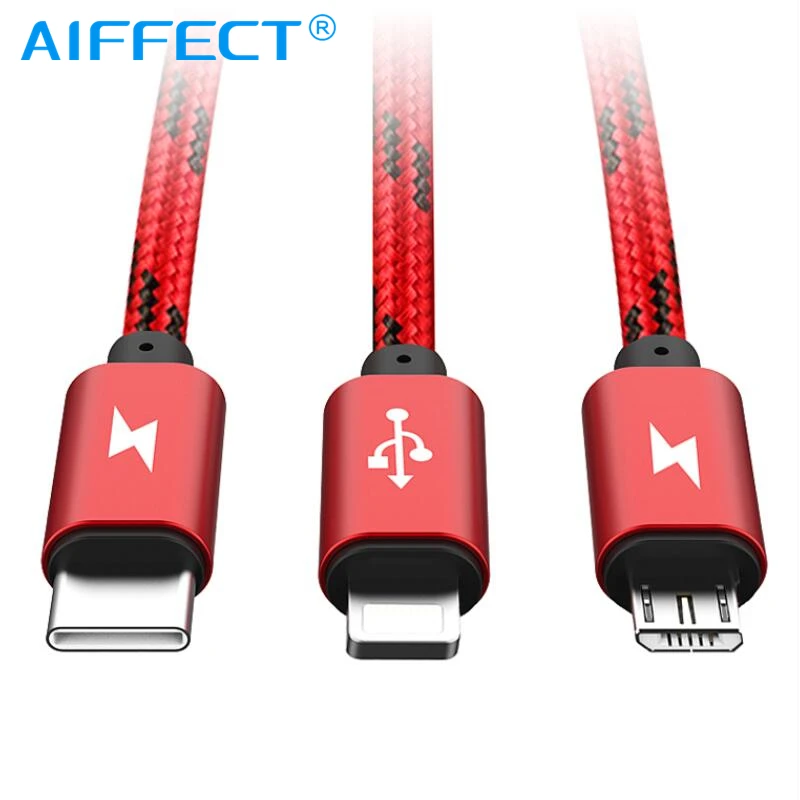 AIFFECT 2A كابل يو اس بي للهاتف المحمول سامسونج XIAOMI هواوي الهاتف الذكي سريع كابل الشاحن النايلون الأسلاك المعدنية الحبل USB كابل بيانات.
