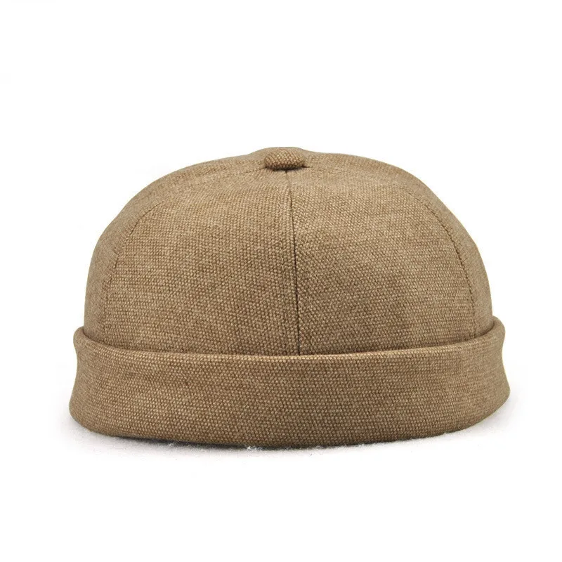 Fashion Fisherman Beanie Men Women Miki Hat Solid Cotton Hat Autumn Spring Winter Turn Up Retro Sailorcap Brimless Gray Black - Цвет: Beige