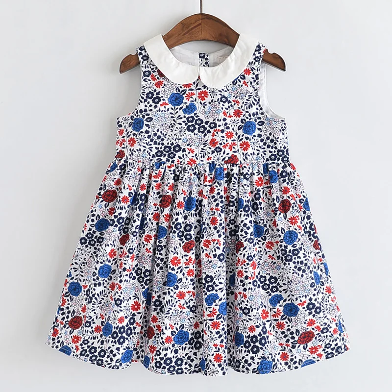 

Girls Dresses 2019 Summer New Children's Wear Girls Sweet Cute Flower Print Doll Collar Sleeveless Princess Vest Dress
