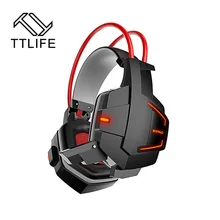 TTLIFE Nuevo Ghost Moda Glow Diadema Auricular Auriculares de Juegos de PC Gamer Casque Audio Estéreo Con Control de Volumen Mic LLEVÓ La Luz