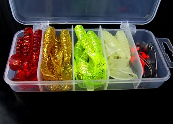 

30PCS Mix Box Fishing Soft Lure Grub worm Capuchin maggots Jig Head Hook Bait set