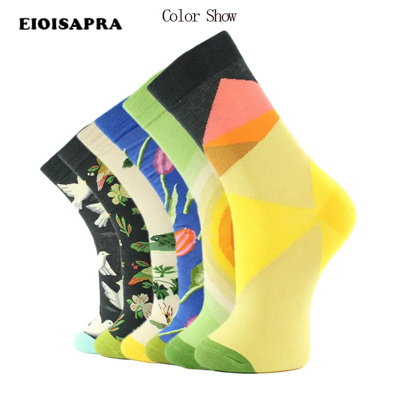 EIOISAPRA 6 пар/лот Мода Brid/платье с листьями длинные смешные мужские носки красочные Meias счастливые носки свадебные бизнес носки подарок