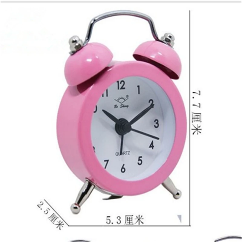 Mini Round Alarm Clock Desktop Table Bedside Clocks Kids Adults Travel Clock Decor Lovely Cartoon Alarm Clocks Dial Number Round