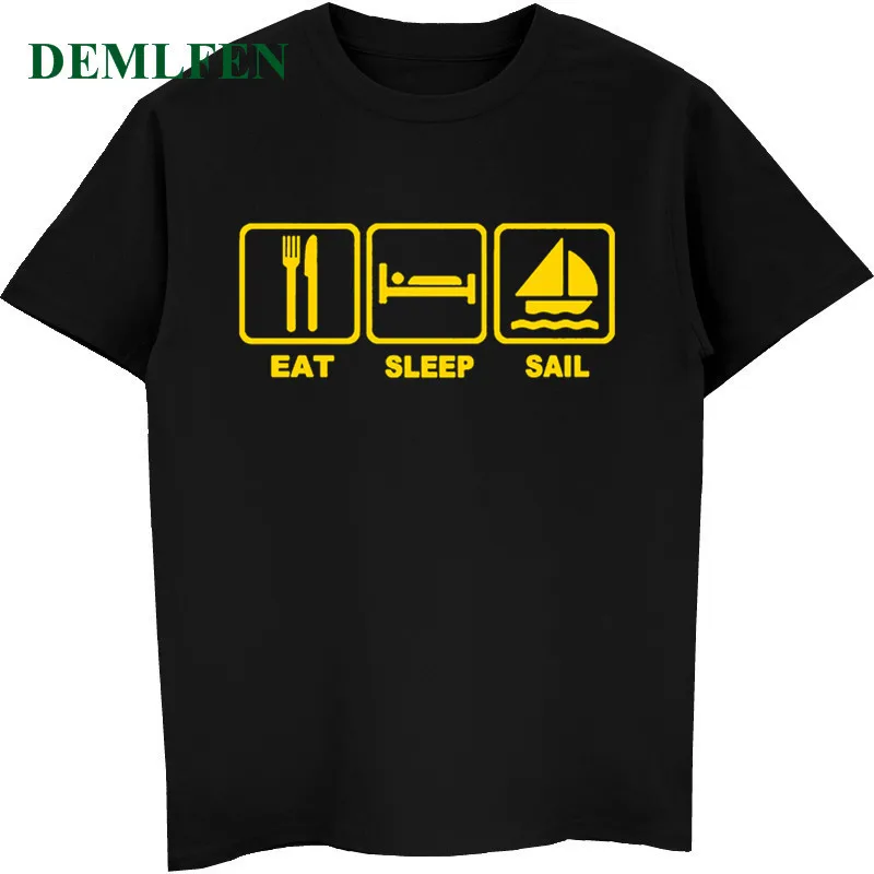 

2018 New Eat Sleep Sail T Shirt Men's Hip Hop Tops Tee Funny Casual Fitness T-shirt Unisex Short Sleeve Shirt Streetwear