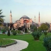 Formal garden in front of a church  Aya Sofya  Istanbul  Turkey Poster Print (15 x 6)