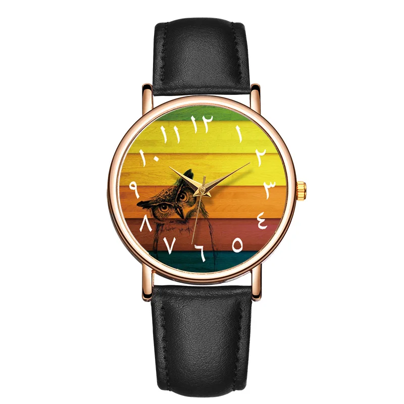

B-9133 Watch Arabic Numerals Dial Wrist Leather Watch Montre Homme Rose Gold Case Men's Watch Relogios Masculino Male Clock