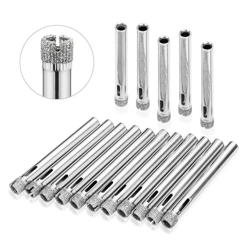 Glass Drill Hole Saw 15 Pieces Diamond Hole Saw Diamond Drill Remover Tools Hollow Core Tile Drill for Glass, Ceramic, Granite