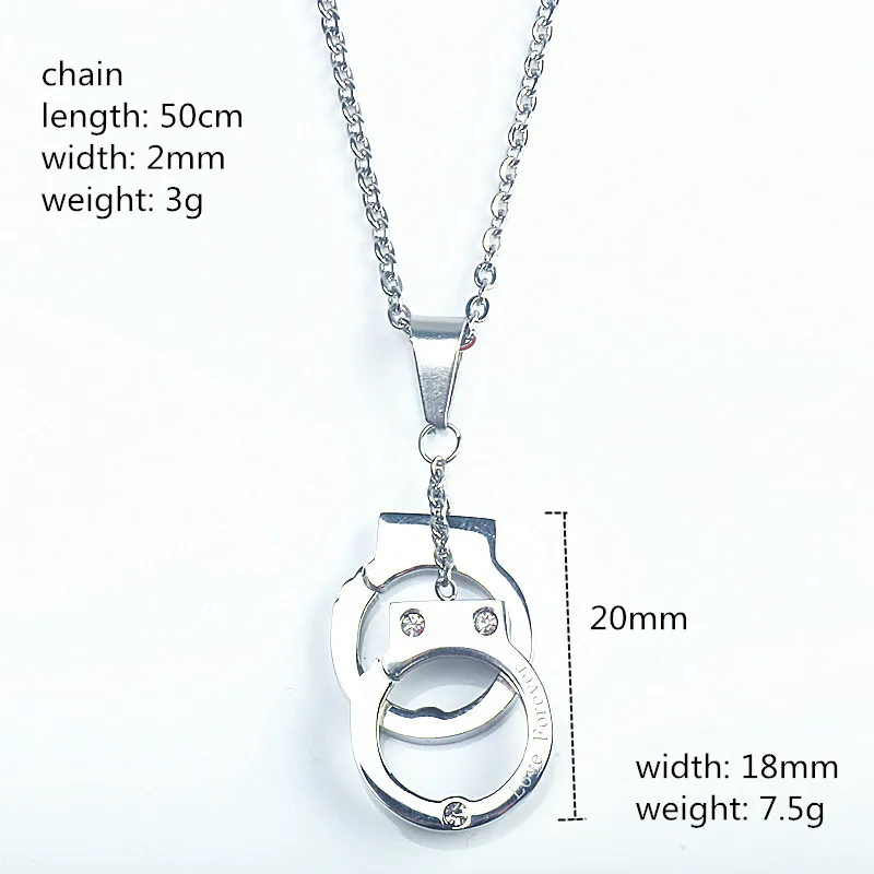 Снова Jewel для женщин подвеска в виде наручников ожерелья серебряного цвета Jewelry звено цепи нержавеющая сталь цепочки и ожерелья для обувь девочек ювелирные изделия