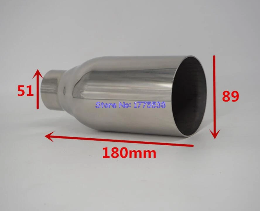 

Universal ID:51mm OD:89mm L:180mm Racing Car Exhaust Tip Muffler Tailpipe Stainless Steel Car Exhaust Muffler Tip End Pipe