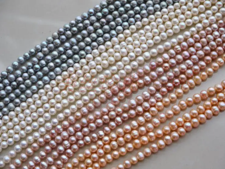 can choose Colour Natural freshwater pearls 7-8 near circular round pearl beads semi - finished products long14" | Украшения и