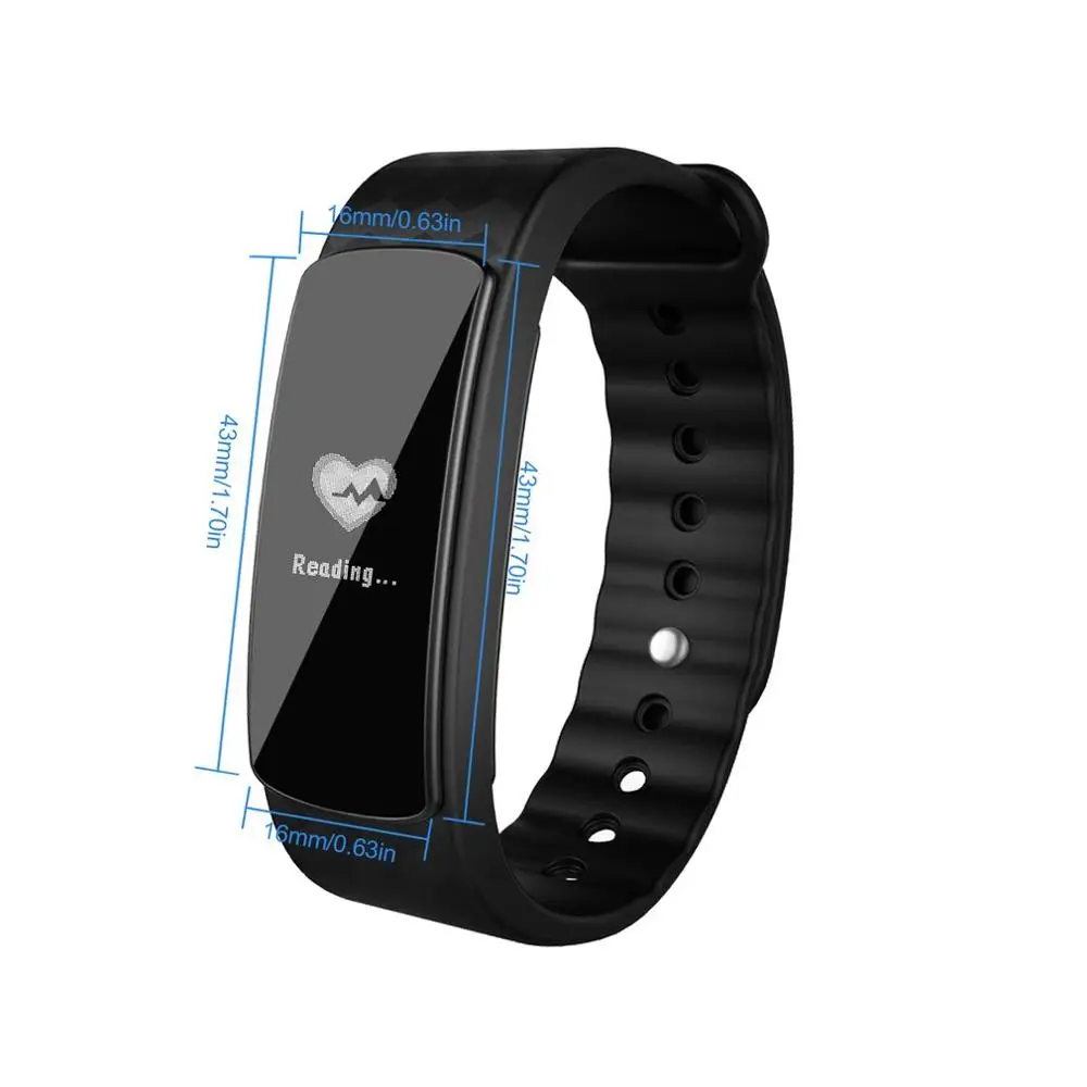 

Waterproof Fitness Sport Health Bracelet Tracker with Heart Rate Monitor Touch Screen Activity Tracking