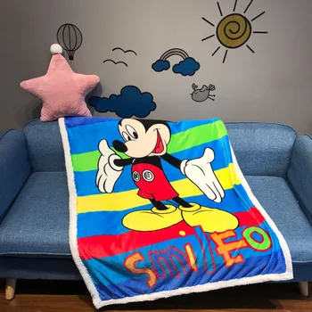 

Disney flannel+polar fleece soft cartoon Mickey Kitty baby children throw blanket kids boyand girl keep warm seasons quilt mat
