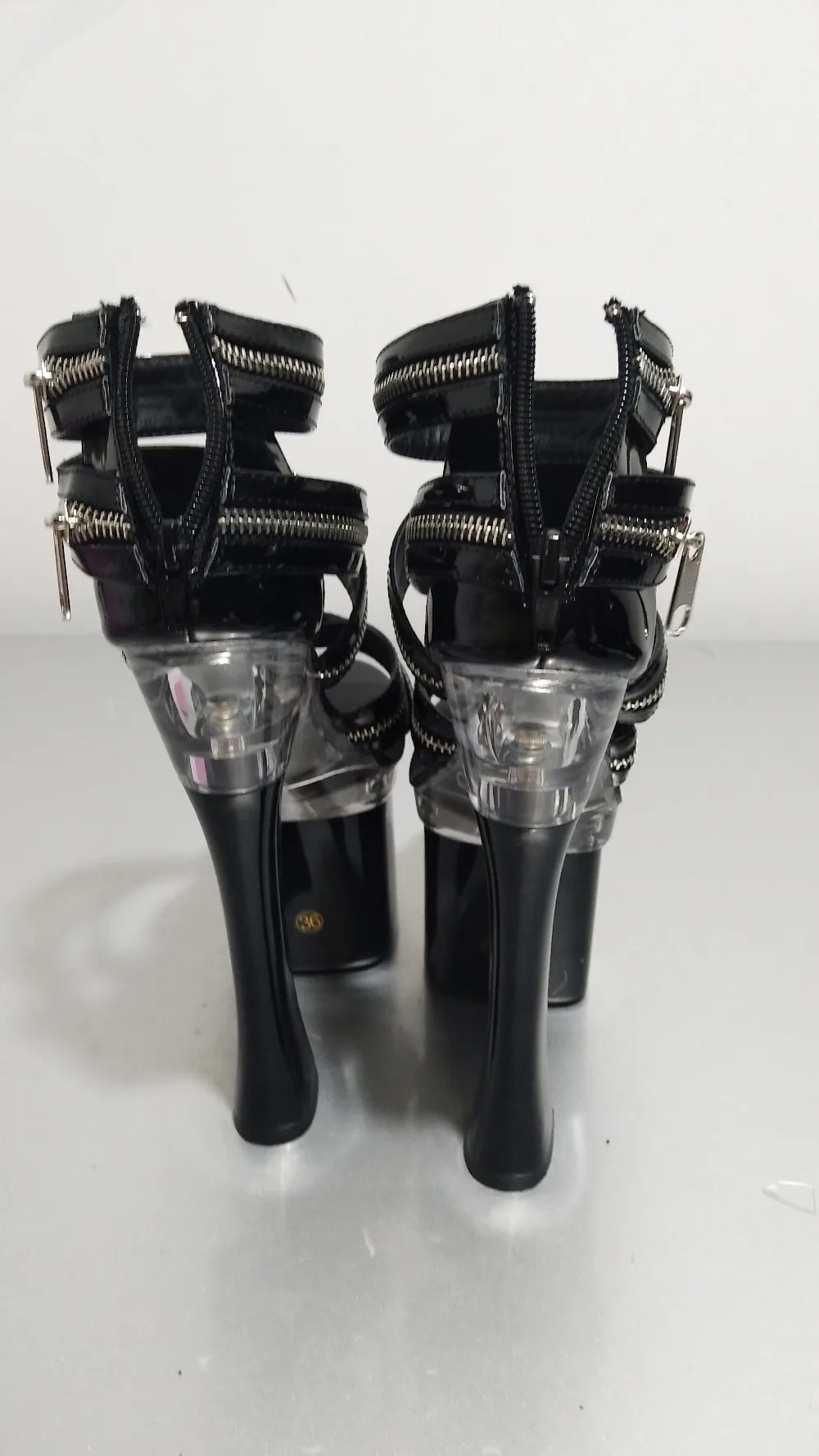Пикантные сандалии-гладиаторы на платформе с квадратными молниями и экзотические танцевальные сандалии высотой 18 см