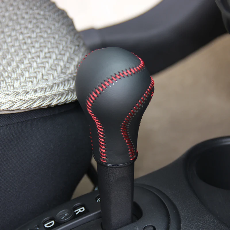 Top Genuine leather gear stick shift knob cover For Nissan March AT