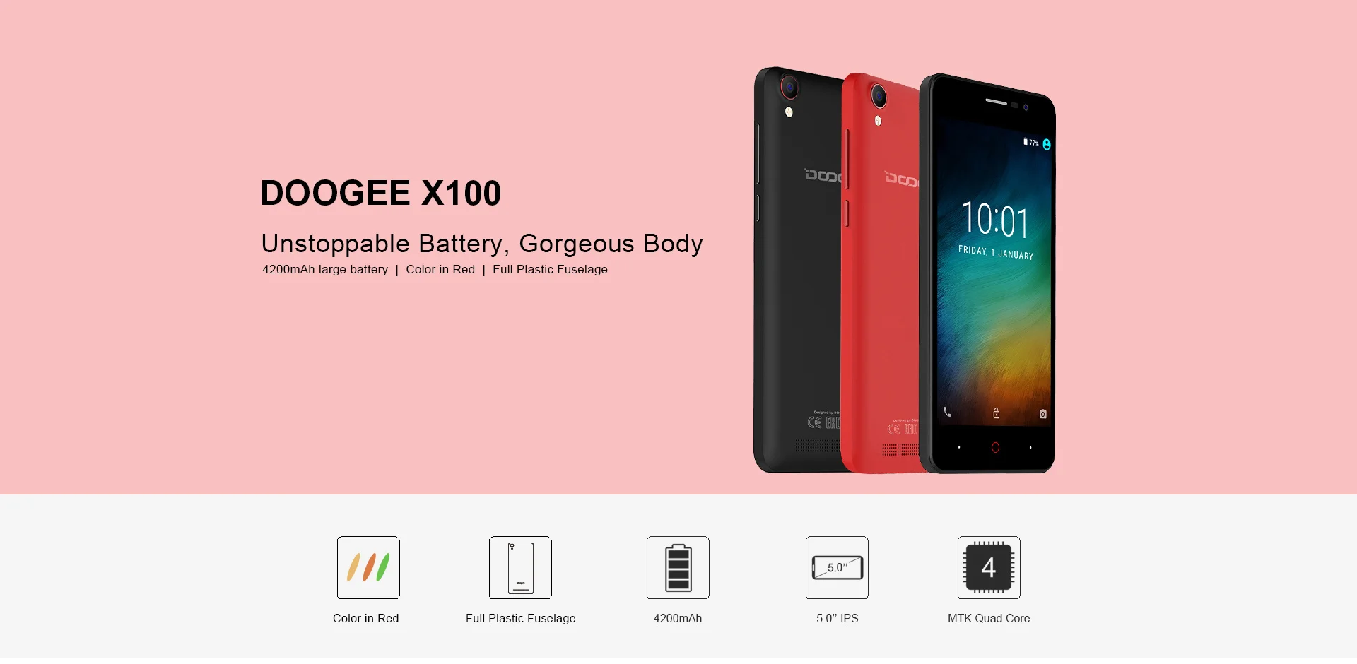 Doogee X100 Мобильный телефон MTK6580 четырехъядерный Android 8,1 1 ГБ ОЗУ 8 Гб ПЗУ 3g WCDMA 5.0MP две sim-карты Smartph
