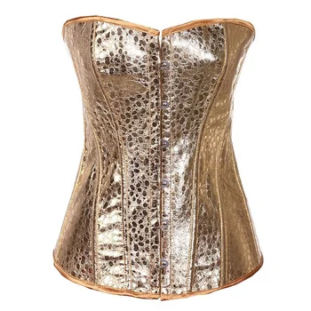 

OUBINEW Steampunk Corset Elegant Women Waist Corset Body Shaper Waist Slimming Golden Sequin Overbust Corsets