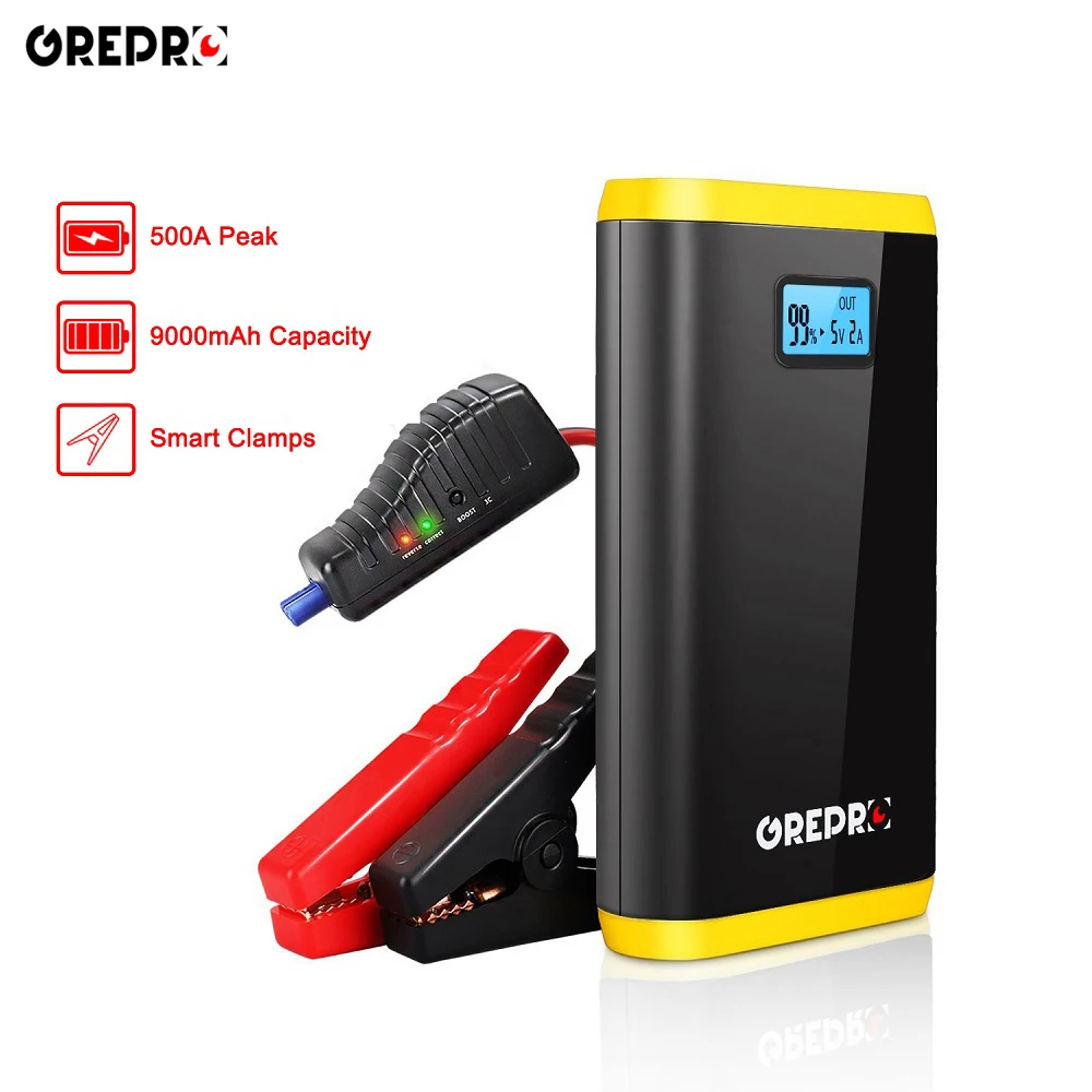 

500A Car Jump Starter 9000mAh Auto External Battery 12V Multi-function Vehicle Emergency Battery Booster Car Starter Power Bank