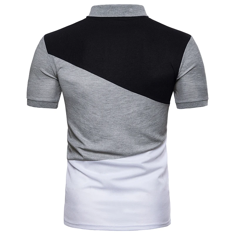 New casual summer polo shirt men's slim Cotton breathable three color patchwork pattern 2018 short sleeve polo Shirt men EU size New casual summer polo shirt men's slim Cotton breathable three color patchwork pattern 2018 short sleeve polo Shirt men EU size