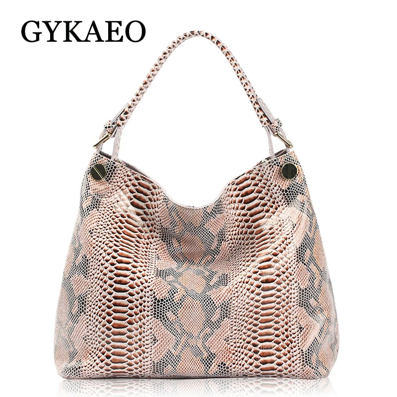 

GYKAEO Luxury Handbags Women Bags Designer Split Leather Handbag Female Leisure Fashion Serpentine Print Messenger Shoulder Bag