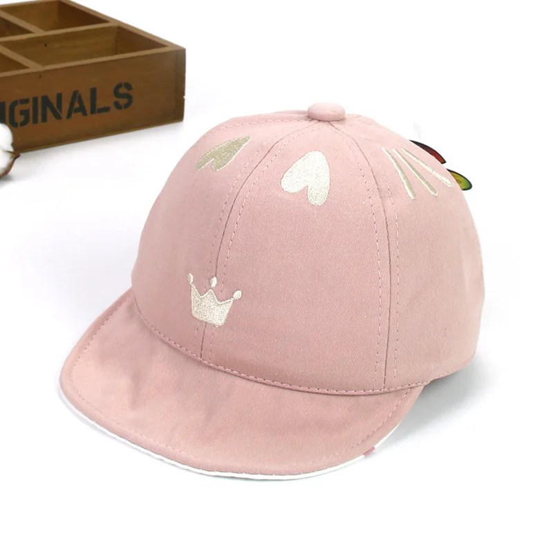 

New Baby Hats Cute Heart Crown Baby Girl Hats Cotton Baby Accessories Children Toddler Baseball Cap Adjustable Summer