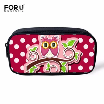 

FORUDESIGNS Cartoon Owl Kids Pencil Bags Girls Women Makeup Bag Cosmetics Case Pen Box For Children School Stationery Organizer