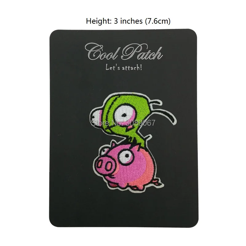 

3" Invader Zim Animated TV Series Gir on Pig Figure applique sew on/ iron on patch Halloween