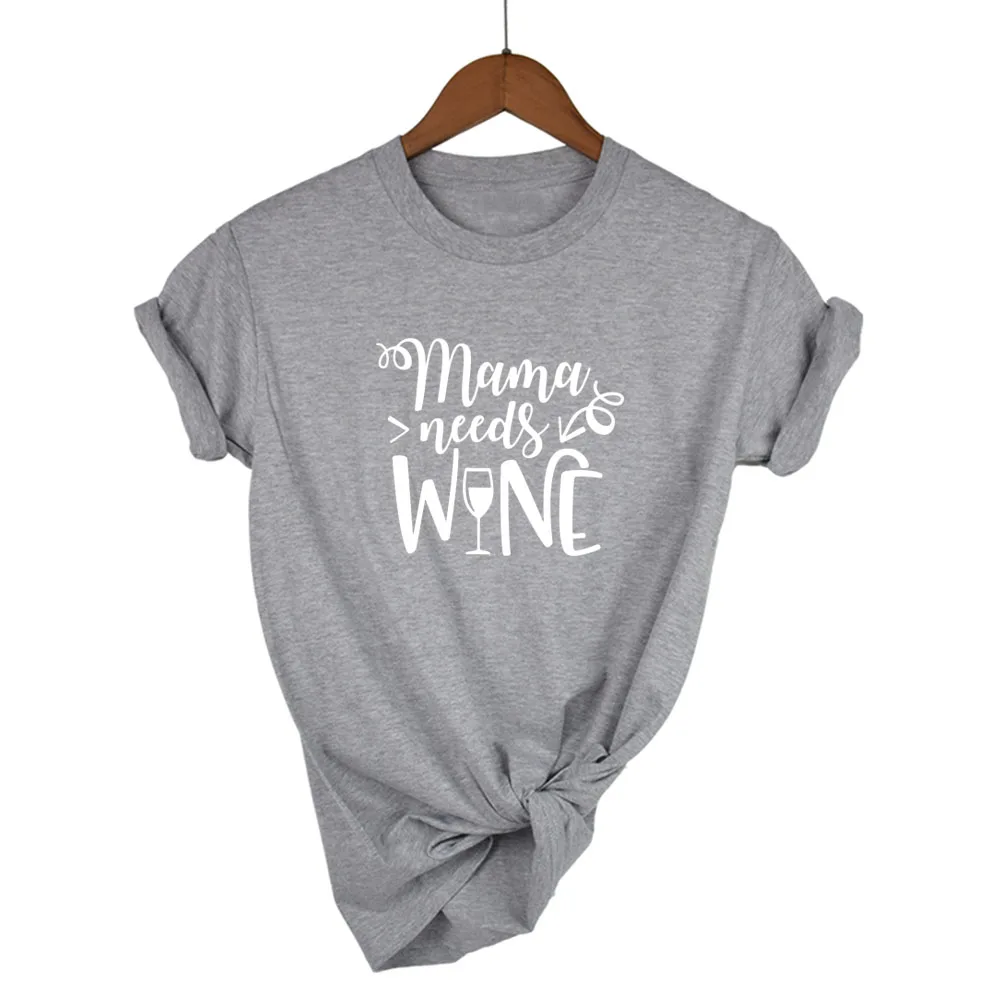 Футболка с надписью Mama needs wine летняя женская футболка 2019|Футболки| |