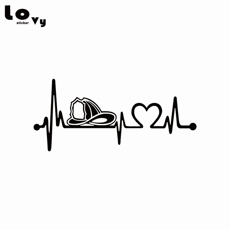Пожарный шлем Heartbeat Lifeline Виниловая наклейка для автомобиля/наклейка украшения