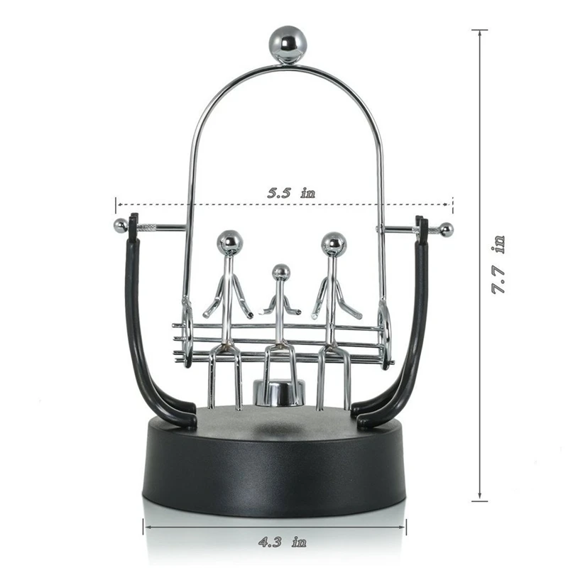  New Stainless Steel Frame Family 3 Members Swings Sculpture Model Perpetual Motion Balance Toy Newt