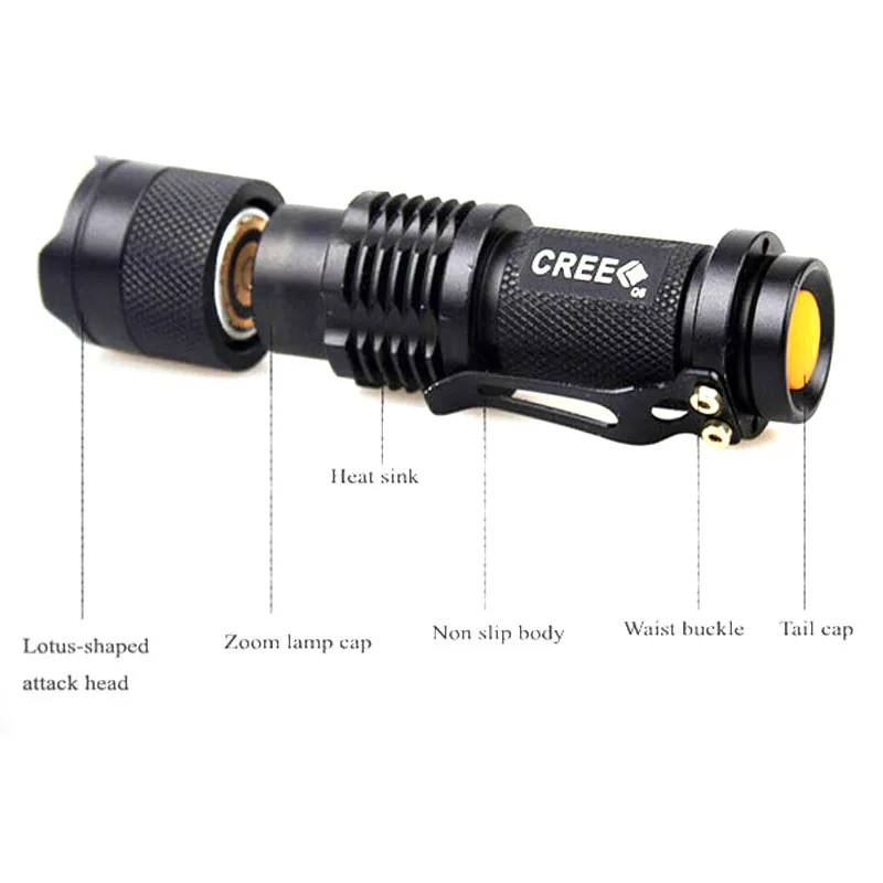 U F SK68 1xcree Q5 200 люмен 3 режимный мини масштабируемый светодиодный фонарик