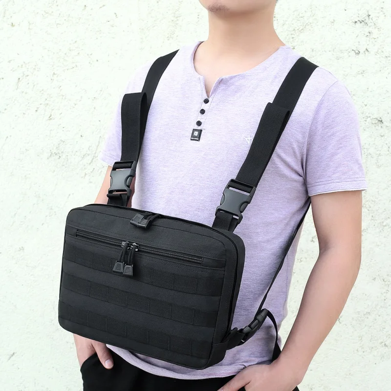 Leezo Chest Bag Adjustable Tactical Chest Rig Hip Hop Streetwear Functional Shoulder Bag Waist Packs EDC Molle Vest Pouch,Tactical Chest Bag Vest Bag 