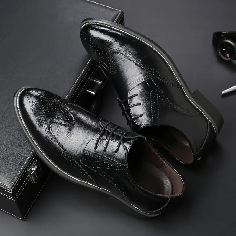 

Autumn leather shoes men 2018 new soft comfortable lace up business casual shoes men plus size men flat shoes bullock shoes