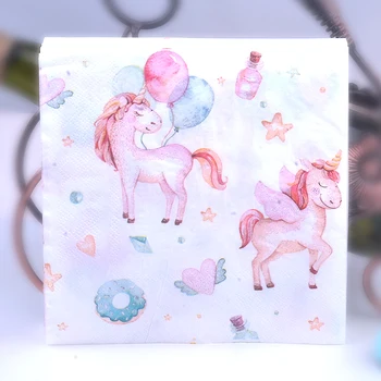 

Decoupage wedding serviettes paper napkin elegant tissue cute cartoon animal unicorn donut birthday beautiful party decor 20